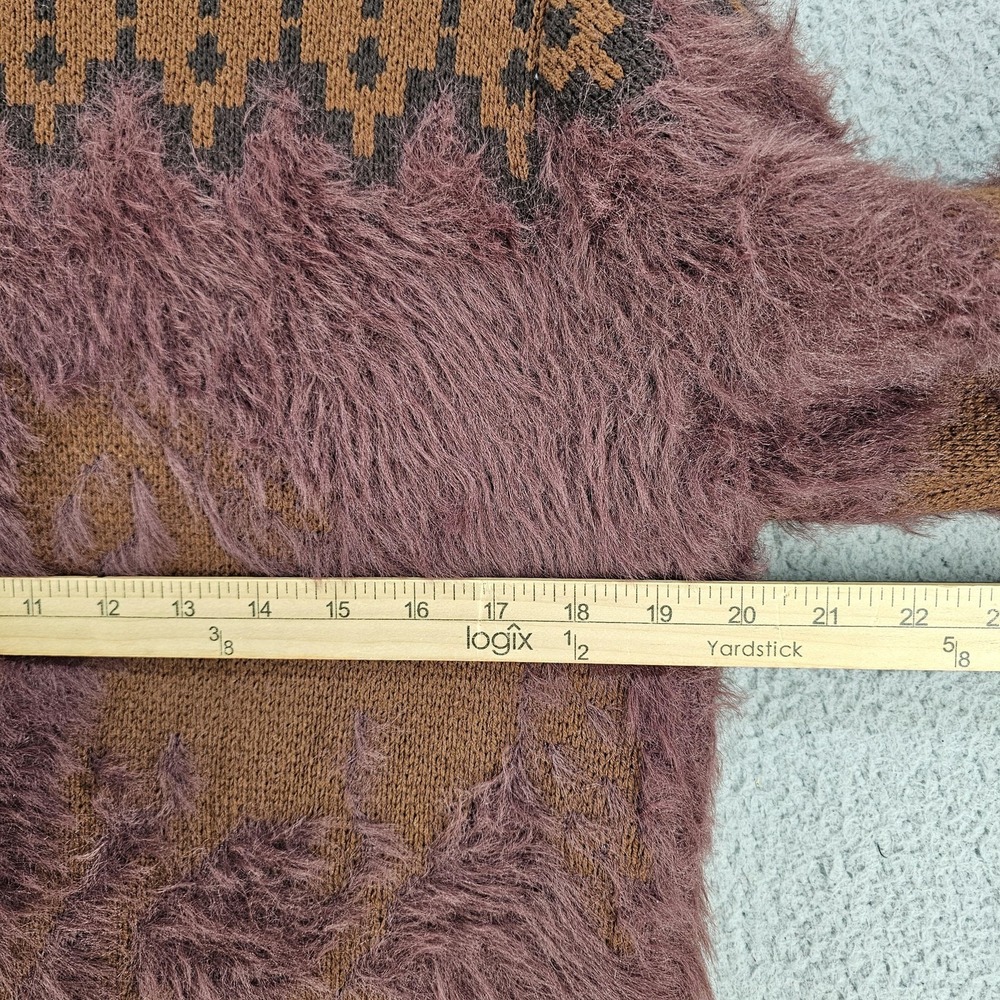 BDG Nordic Fuzzy Horse Cardigan Mens Medium Brown Knit Sweater Urban Outfitters - Picture 7 of 9